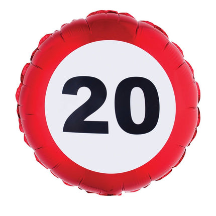 Feestbazaar Folieballon verkeersbord 20 jaar