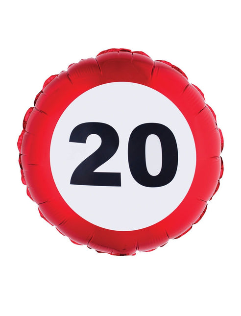 Feestbazaar Folieballon verkeersbord 20 jaar