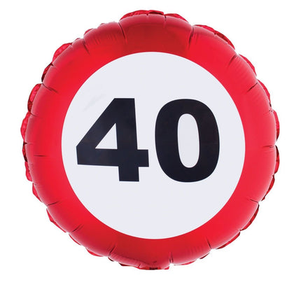 Feestbazaar Folieballon verkeersbord 40 jaar