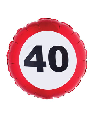 Feestbazaar Folieballon verkeersbord 40 jaar