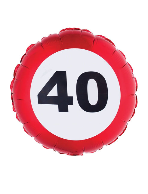 Feestbazaar Folieballon verkeersbord 40 jaar