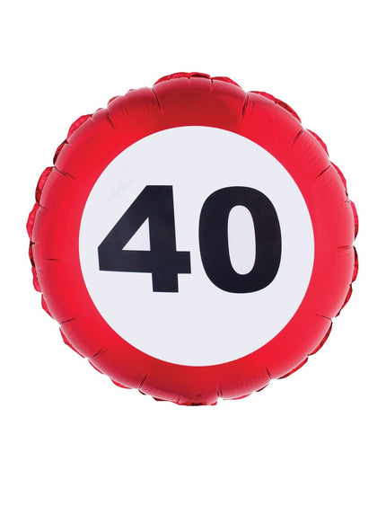 Feestbazaar Folieballon verkeersbord 40 jaar