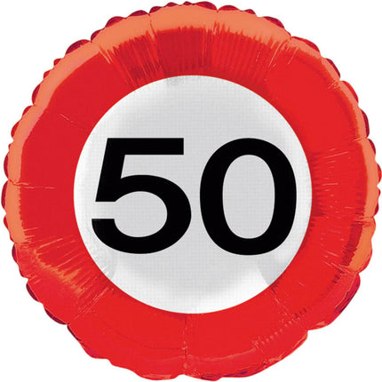 Feestbazaar Folieballon Verkeersbord 50 jaar - 43cm