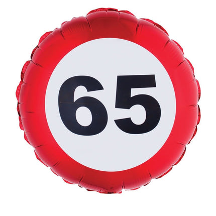 Feestbazaar Folieballon verkeersbord 65 jaar