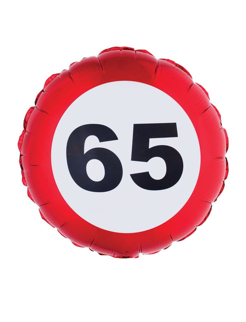 Feestbazaar Folieballon verkeersbord 65 jaar