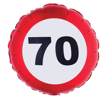 Feestbazaar Folieballon verkeersbord 70 Jaar