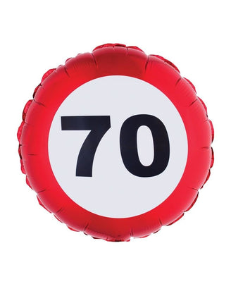 Feestbazaar Folieballon verkeersbord 70 Jaar