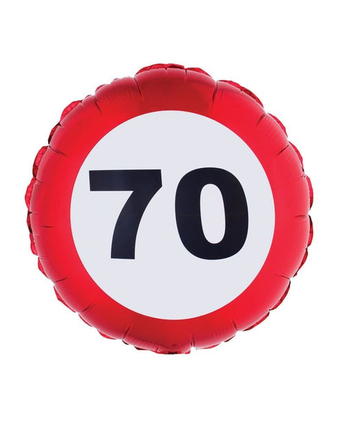 Feestbazaar Folieballon verkeersbord 70 Jaar