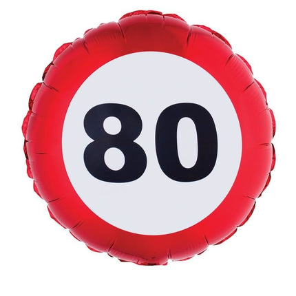 Feestbazaar Folieballon verkeersbord 80 Jaar
