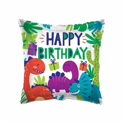 Feestbazaar Folieballon Vierkant ’Happy Birthday’ Dino (46cm)
