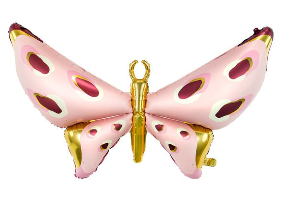 Feestbazaar Folieballon Vlinder Roze/Goud (110x80cm)