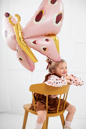 Feestbazaar Folieballon Vlinder Roze/Goud (110x80cm)