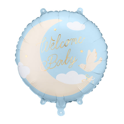 Feestbazaar Folieballon Welcome Baby Blauw (35cm)