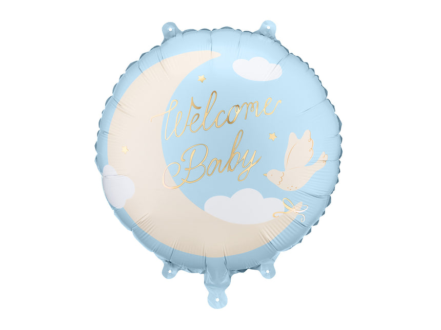Feestbazaar Folieballon Welcome Baby Blauw (35cm)