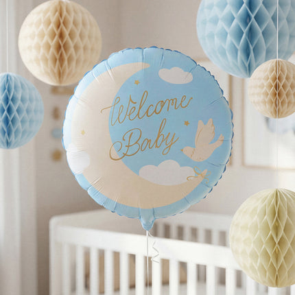 Feestbazaar Folieballon Welcome Baby Blauw (35cm)