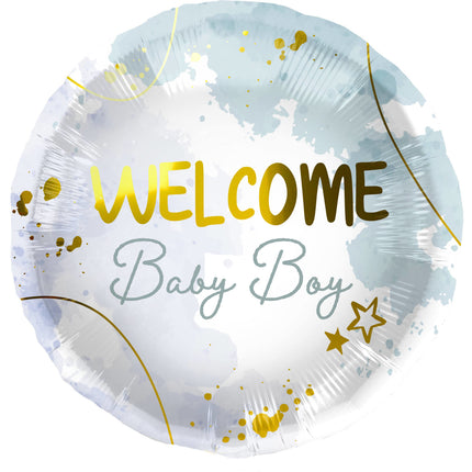 Feestbazaar Folieballon 'Welcome Baby Boy' Blauw (45cm)