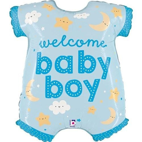 Feestbazaar Folieballon ’Welcome Baby Boy’ Rompertje Blauw (66cm)