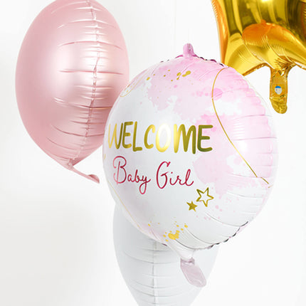 Feestbazaar Folieballon 'Welcome Baby Girl' Roze (45cm)
