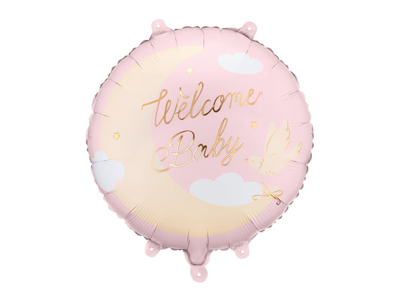 Feestbazaar Folieballon Welcome Baby Roze (35cm)