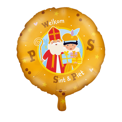 Feestbazaar Folieballon Welkom Sint en Piet Geel