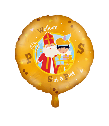 Feestbazaar Folieballon Welkom Sint en Piet Geel