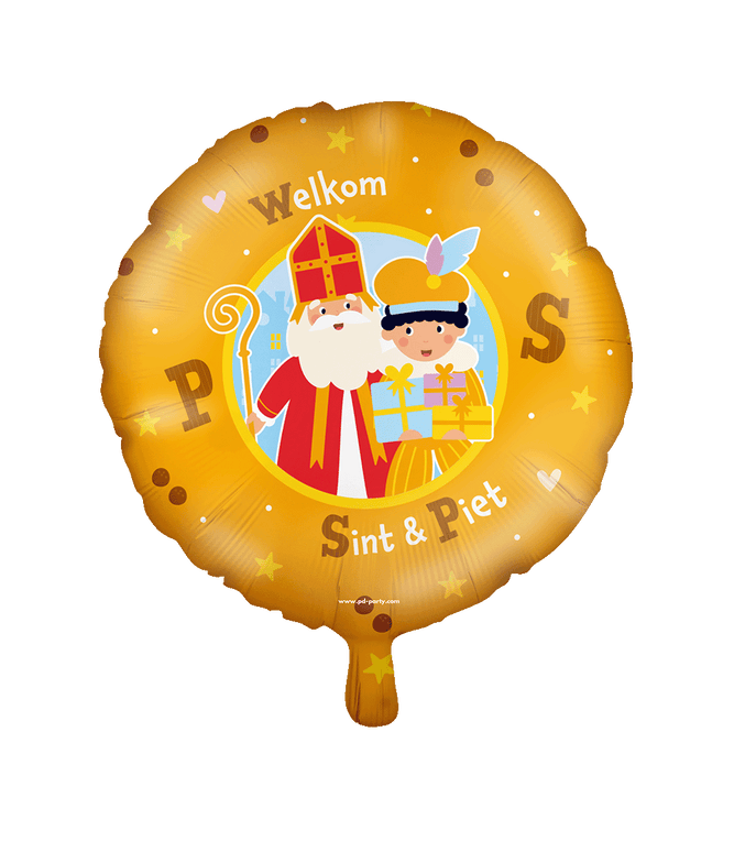 Feestbazaar Folieballon Welkom Sint en Piet Geel