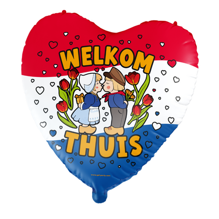 Feestbazaar Folieballon Welkom Thuis Hart Cartoon Holland (60cm)
