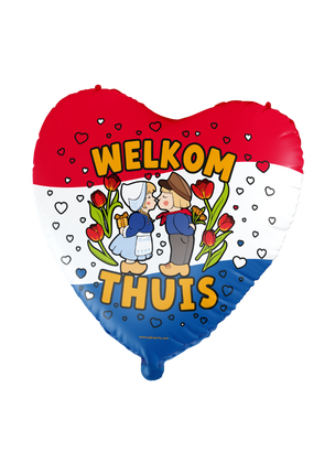 Feestbazaar Folieballon Welkom Thuis Hart Cartoon Holland (60cm)