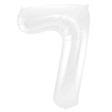 Feestbazaar Folieballon Wit Metallic Mat Cijfer 7 (86cm)