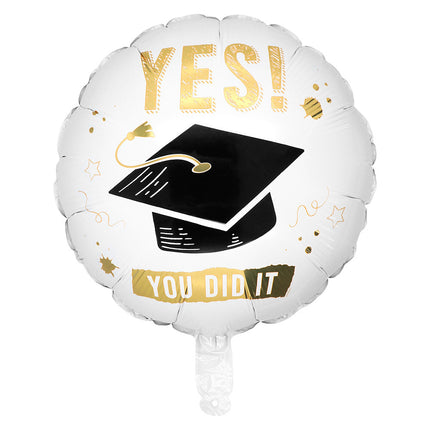Feestbazaar Folieballon 'Yes You Did It' Wit (45cm)