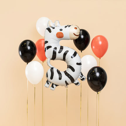 Feestbazaar Folieballon Zebra Cijfer 5 (81cm)