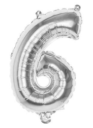 Feestbazaar Folieballon zilver cijfer '6' 36cm