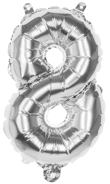 Feestbazaar Folieballon zilver cijfer '8' 36cm