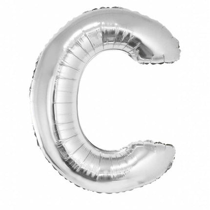 Feestbazaar Folieballon zilver letter 'C' groot