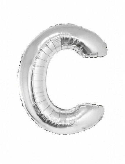 Feestbazaar Folieballon zilver letter 'C' groot