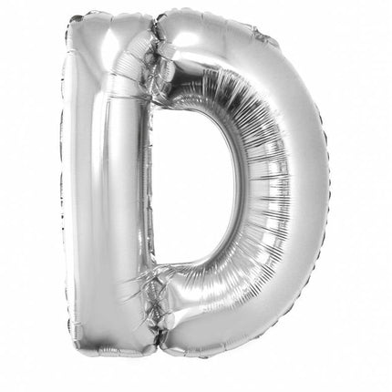 Feestbazaar Folieballon zilver letter 'D' groot