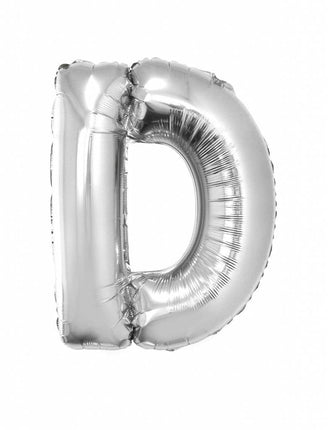 Feestbazaar Folieballon zilver letter 'D' groot