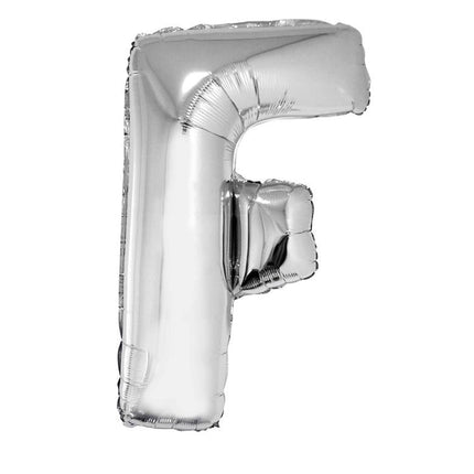 Feestbazaar Folieballon Zilver Letter 'F' Groot