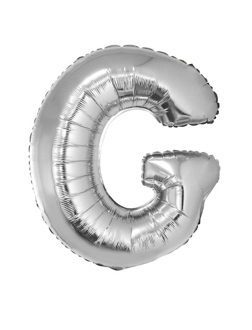 Feestbazaar Folieballon Zilver Letter 'G' groot