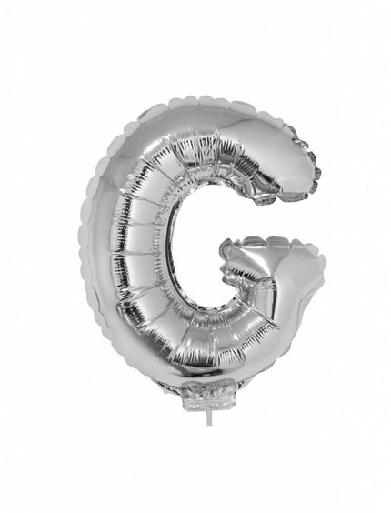 Feestbazaar Folieballon zilver letter 'G' met rietje