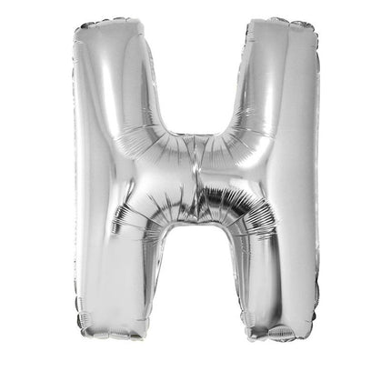 Feestbazaar Folieballon Zilver Letter 'H' groot