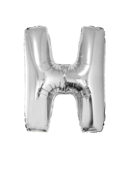 Feestbazaar Folieballon Zilver Letter 'H' groot