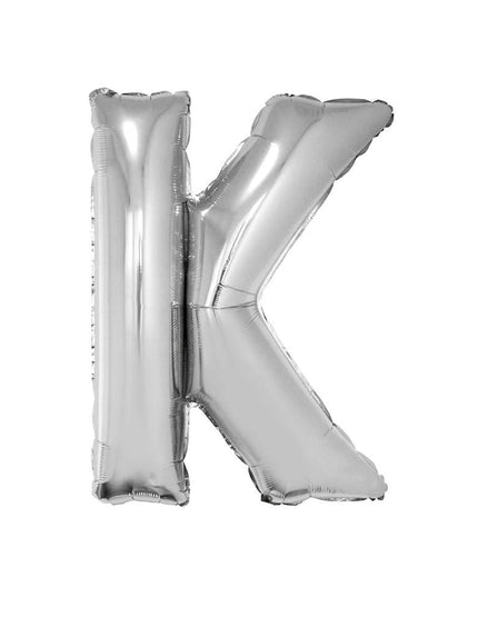 Feestbazaar Folieballon Zilver Letter 'K' Groot