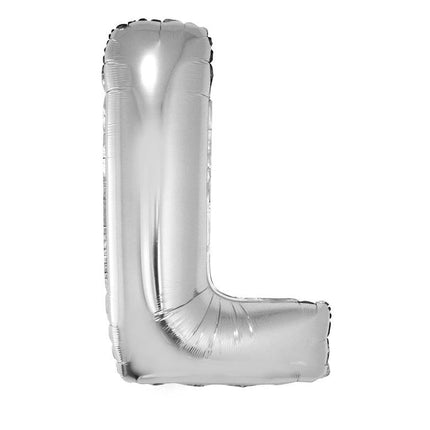 Feestbazaar Folieballon Zilver Letter 'L' groot