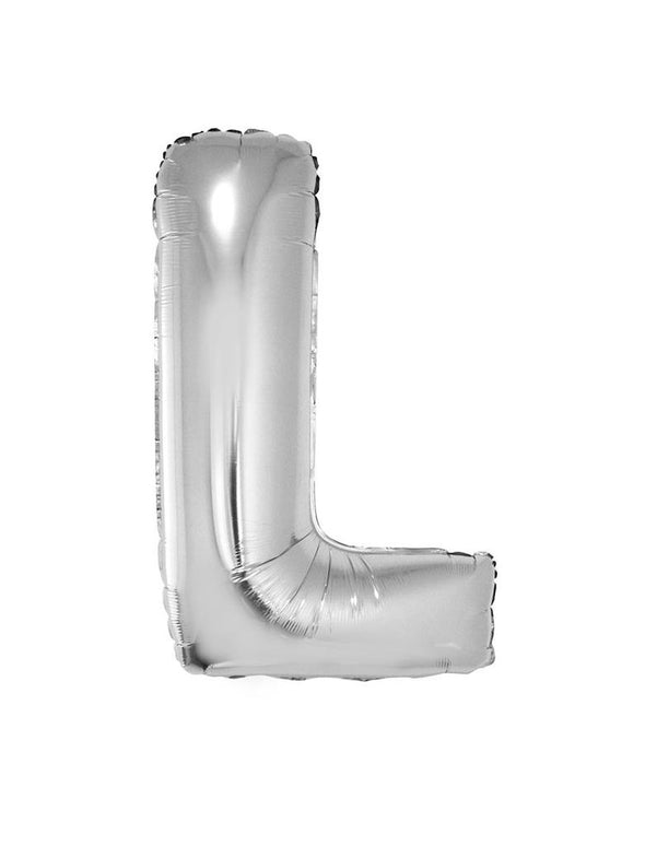 Feestbazaar Folieballon Zilver Letter 'L' groot