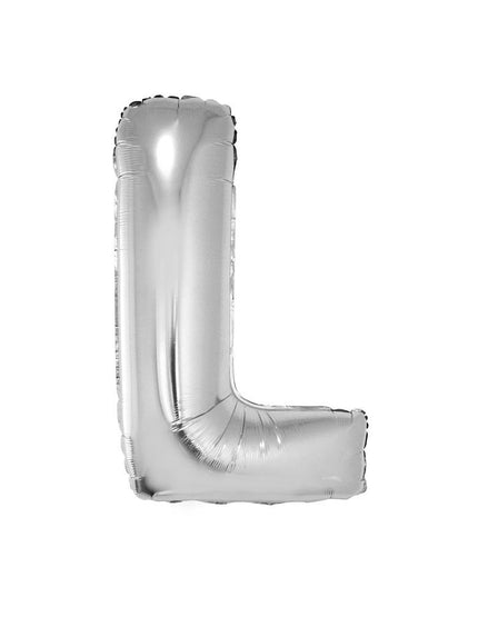 Feestbazaar Folieballon Zilver Letter 'L' groot