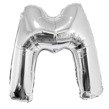 Feestbazaar Folieballon Zilver Letter 'M' groot