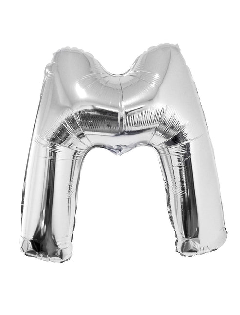 Feestbazaar Folieballon Zilver Letter 'M' groot
