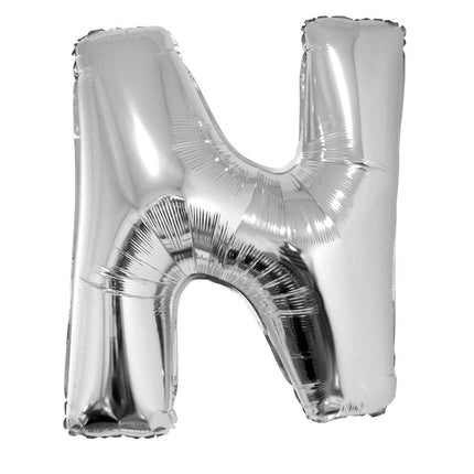 Feestbazaar Folieballon Zilver Letter 'N' groot