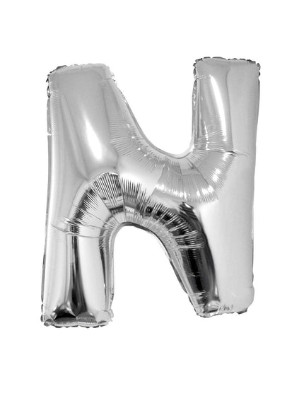 Feestbazaar Folieballon Zilver Letter 'N' groot